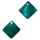 Shell charm round 8mm square 12-14mm Teal blue